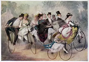 Lithographs: Illustration, Wedding Party on Wheels