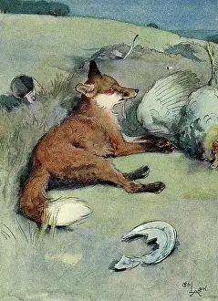 Cockerel: Illustration, White-Ear at night with his prey