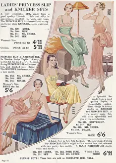 Knicker: Illustrations for ladies slips and knicker sets in J E York