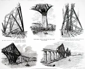 Cantilever: Illustrations showing the construction of the Forth bridge