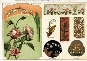 Ernst Guillot: Images of moss rose and lily of the valley from