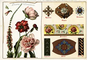 Ernst Guillot: Images of peony and heather from manuscripts and