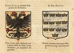 Armorial: Imaginary coats of arms of Julius Caesar and King Arthur