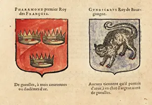 Armorial: Imaginary coats of arms of Pharamond and Gundicarus