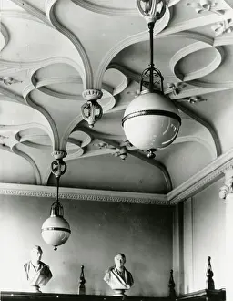 C1940: IMechE: view of lighting units in main room of library