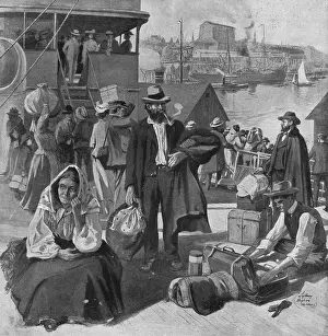Emigrating: Immigrants disembarking at Quebec, Canada