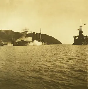 No One: Imperial Russian battleship Pallada struck by a