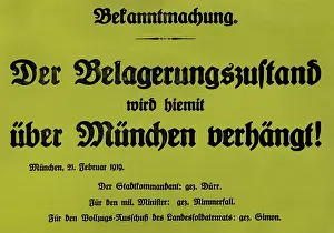 Revolutions: Implementation of the state of siege in Munich, 1919