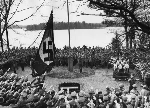Swastikas: Inauguration rally in the youth courtyard Hohenelse in