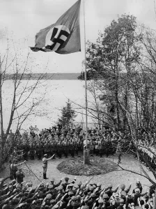 Swastikas: Inauguration rally in the youth courtyard Hohenelse in