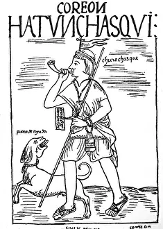 Poma: Inca royal messenger blowing horn