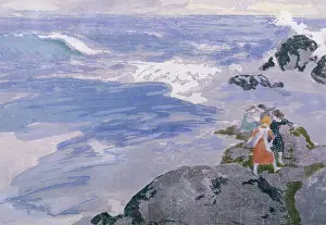 Hodge: The Incoming Tide ' children on rocks