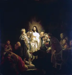 Rembrandt: The Incredulity of Thomas (1634) Picture illustrating