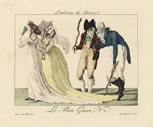 Cudgel: Two incroyables (fops) with cudgels hinder