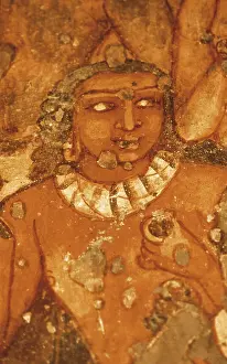 Ajanta: INDIA. Ajanta. Ajanta Caves. Detail in one of the