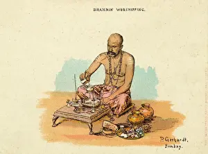 Worshipping: India - A Brahmin worshipping