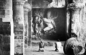 Elephanta: India - Elephanta Temple early 1900s