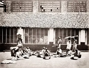 Idian: India - girls cleaning and sorting coffee beans