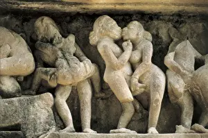 Bharat: INDIA. Khajraho. Relief with erotic scenes of