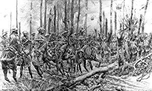 Unexpectedly: Indian cavalry taking a group of German soldiers prisoner