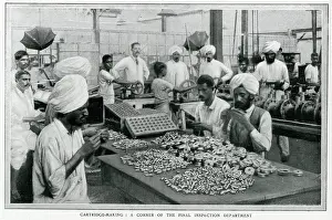 Cartridges: Indian factory workers making munitions, WW1: cartridges