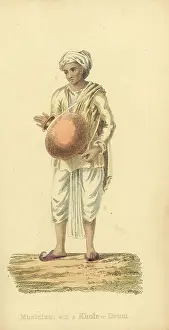Khol: Indian musician with khol drum