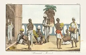 Conch: Indian musicians with musical instruments