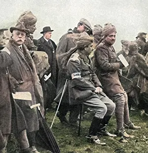 Spectating: Indian officers at the Waterloo cup, WW1