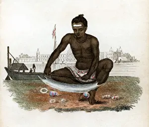 Ackermann: Indian Shell-cutter, engraving, 1822