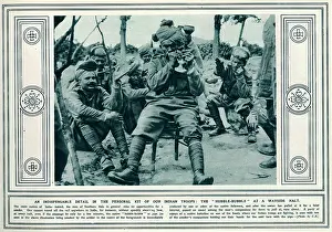 Wayside: Indian soldier smoking the hubble bubble pipe