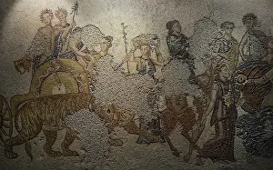 Dionysian: The Indian Triumph of Bacchus. Roman mosaic panel