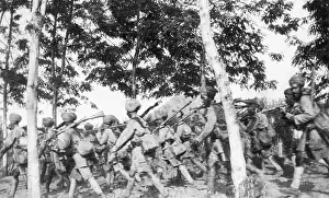 Turbans: Indian troops on the move, Lindi theatre, East Africa, WW1