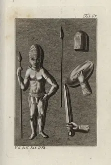 Spalart: Indian warrior with spear, sword, shield and