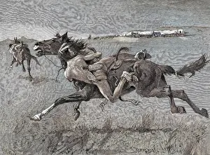 INDIANS ATTACK WAGONS