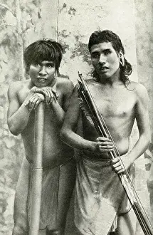 Elongated: Two indigenous hunters, Brazil