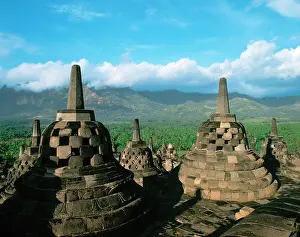 Java: Indonesia. Central Java. Magelang. Borobudur. Stupas
