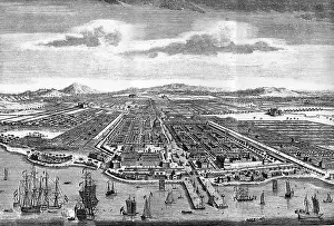 Batavia: Indonesia, Java, Jakarta, city view, copper engraving