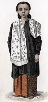 Ethnology: Indonesia, Java, woman, coloured wood engraving