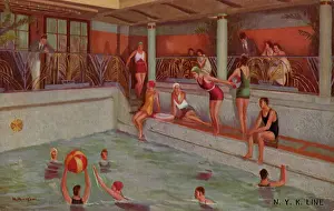 Swimmers: Indoor Swimming Pool on Ocean Liner
