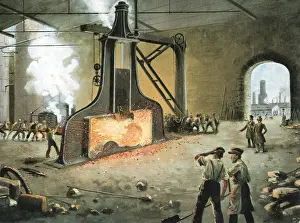 Industrialisation: industry, metal, metal processing with steam