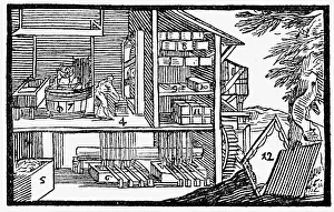 Pictus: industry, paper, paper mill, copper engraving