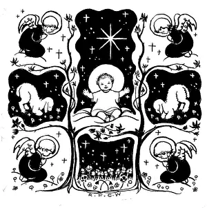 Roberta: Infant Jesus in design of cross with angels