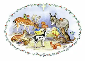 Cloke: Infant Jesus in the manger with animals