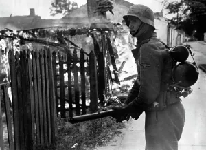 Voivodeship: Infantryman with flamethrower at the Eastern Front, 1942