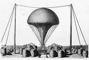 Ballooning: Inflating balloon with hydrogen, produced by covering