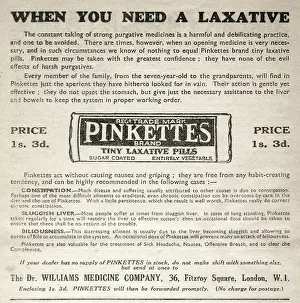 Pills: Information leaflet, Dr Williams Pinkettes, laxative pills