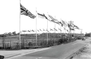 Butlin: Ingoldmells, Butlin's Holiday Camp, the Flags c1955