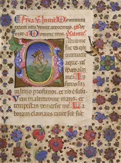 Psalm: Initial B at beginning of psalm 1 (King David at prayer)