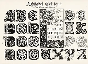 Chromolithograh: Initial letters from a Celtic alphabet taken from