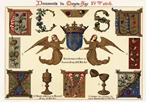 Xve Siecle: Initial letters, design elements from illuminated